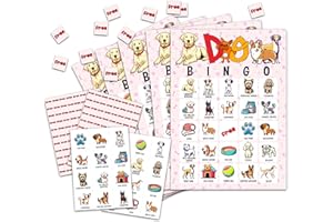 OZTEMETY Dog Bingo Card Game for Adults - Puppy Party Supplies, Favors, Pawty Decorations, Dog Lovers Gift - 24 Players, C07