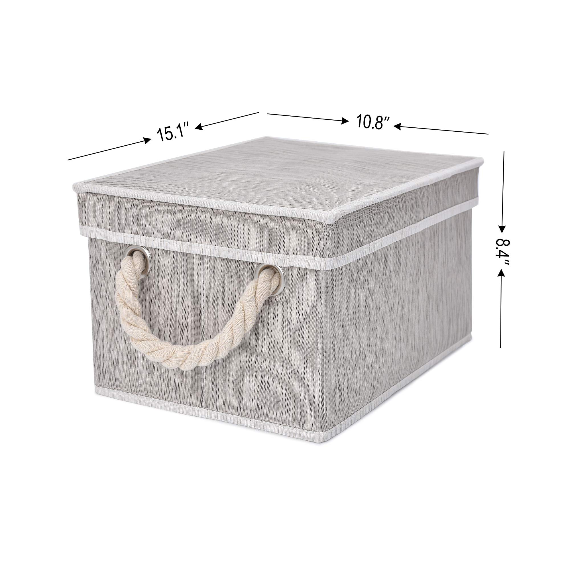 StorageWorks Polyester Storage Box Strong Cotton Rope Handle, Folding Basket Organizer Bin, Pack of 3