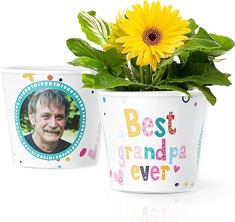 Regali Di Natale Per Due.Vaso Da Fiori Per Nonni O16 Cm Idea Regalo Per Compleanno Pasqua O Regali Di Natale Con Un Telaio Per Due Foto 10 X 15 Cm Best Grandpa Ever Amazon It Casa E
