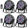 36LEDs RGB Par Lights 4 Pack - 36W LED Par Can Lights Sound Activated with Remote DMX Control Uplights for Wedding Party DJ Events Music Dance Church Stage Lighting