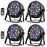 36LEDs RGB Par Lights 4 Pack - 36W LED Par Can