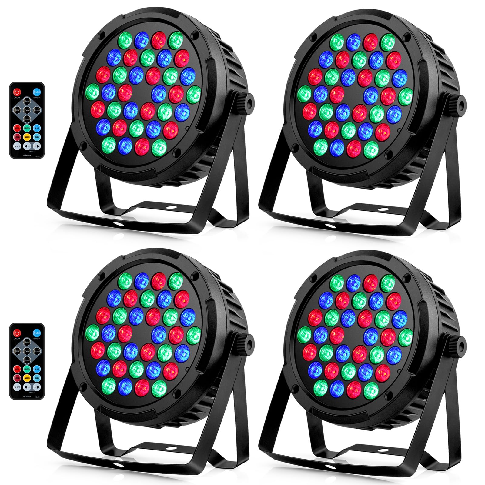 36LEDs RGB Par Lights 4 Pack - 36W LED Par Can