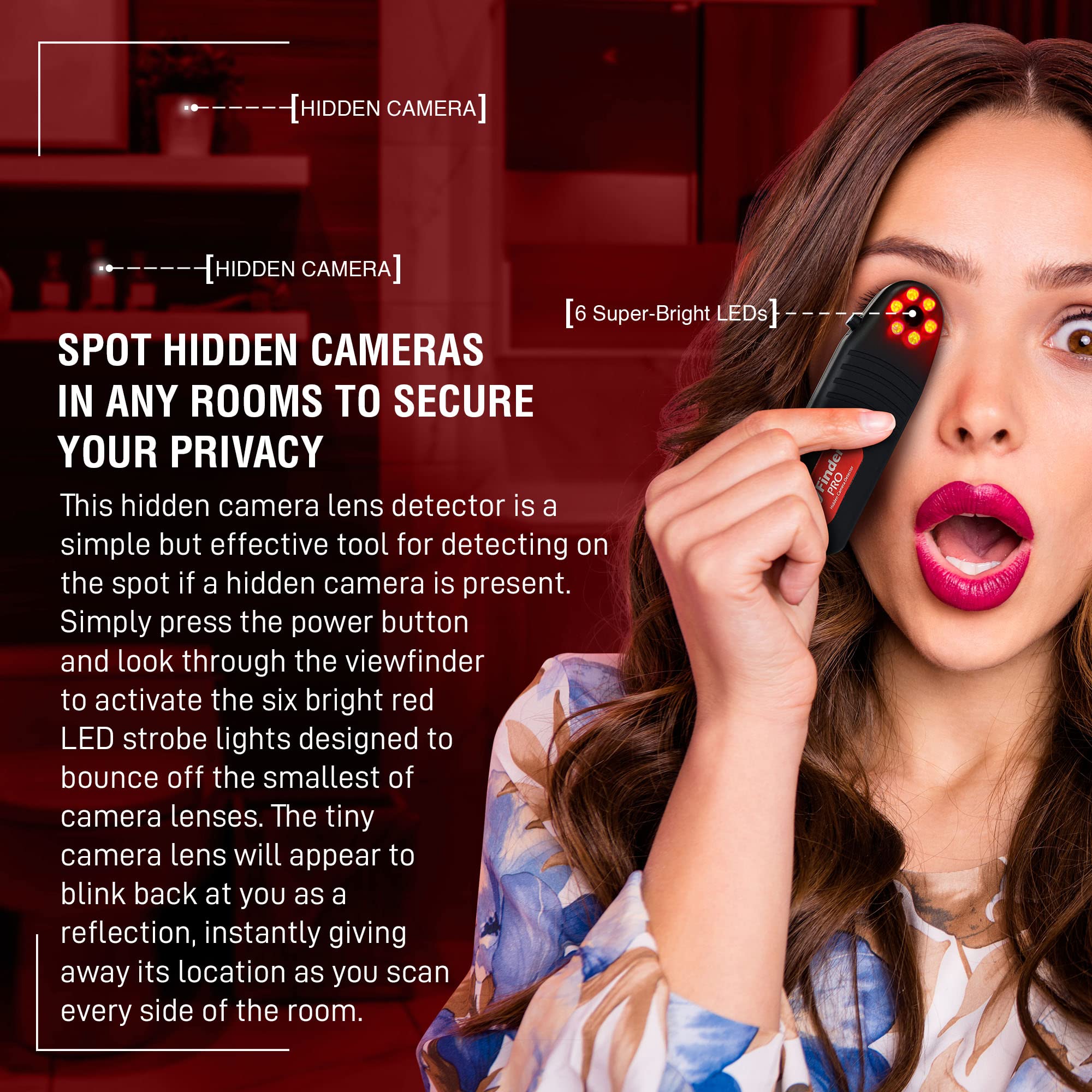SPYFINDER PRO Portable Hidden Camera Detector and Anti-Spy Scanner - Detects Covert Video Devices and Tracking Cameras