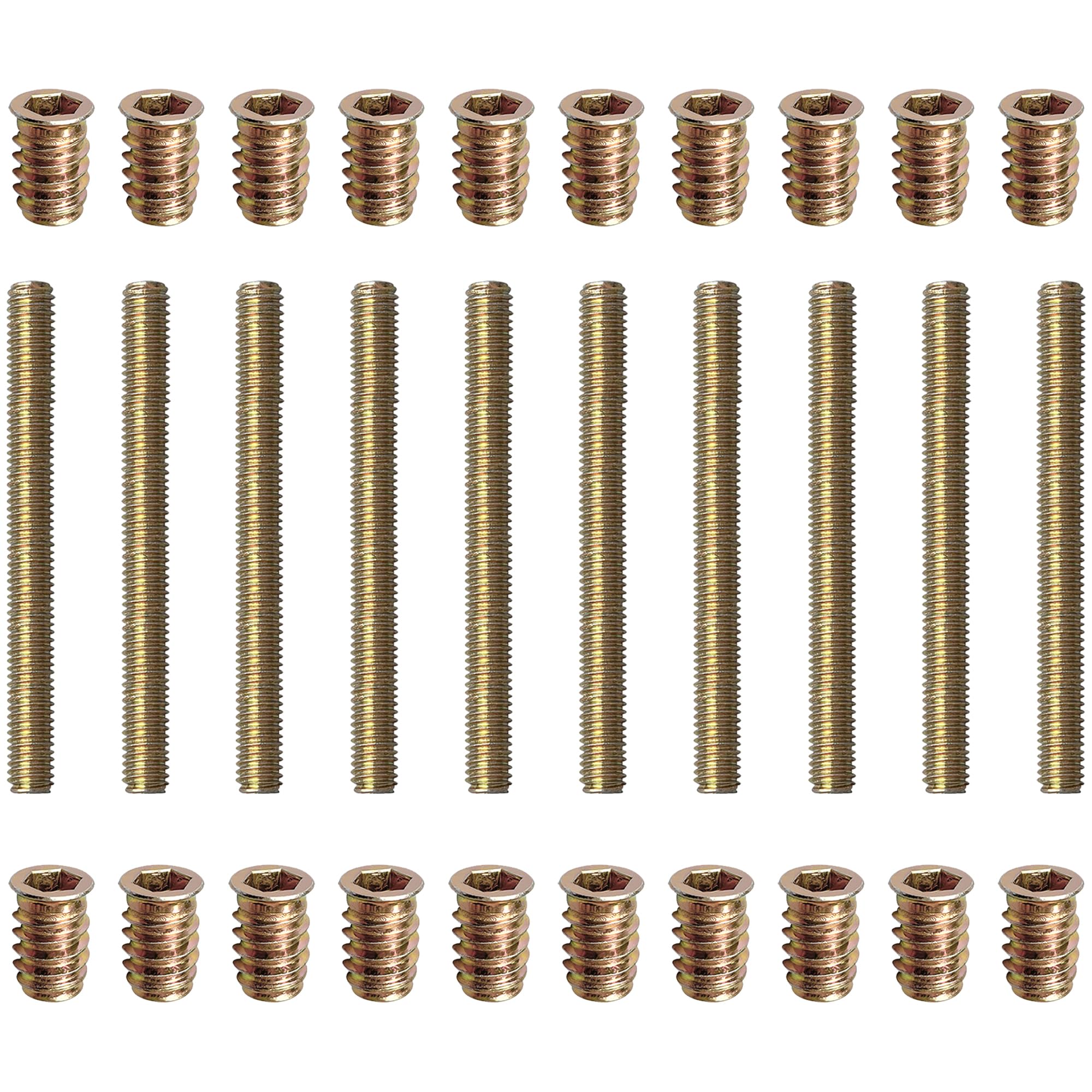 10 PCS M8 x 80mm Fully Threaded Screw Rods with Threaded Insert Nuts
