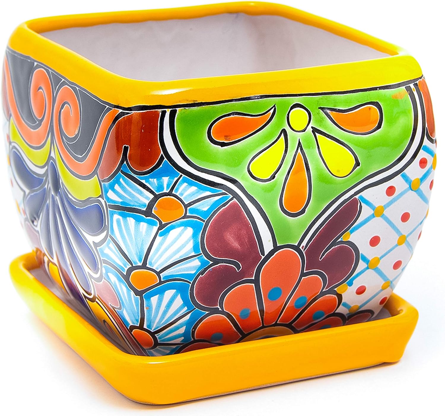 Enchanted Talavera Mexican Hand Painted Ceramic Plant Pot