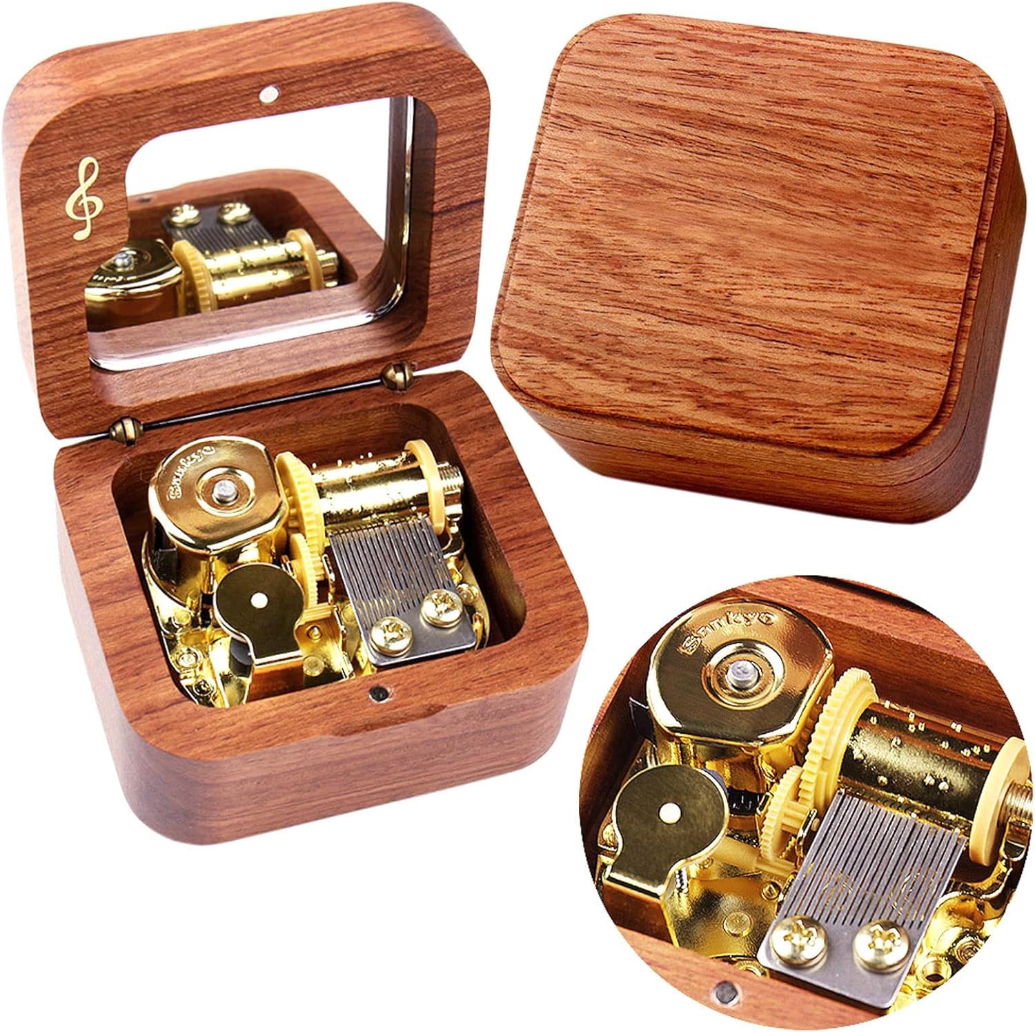 Sinzyo Tonari No Totoro Music Box Vintage Musical Boxs Gift For Birthday Valentine's Day Christmas Day(Musical Note Rosewood Box)