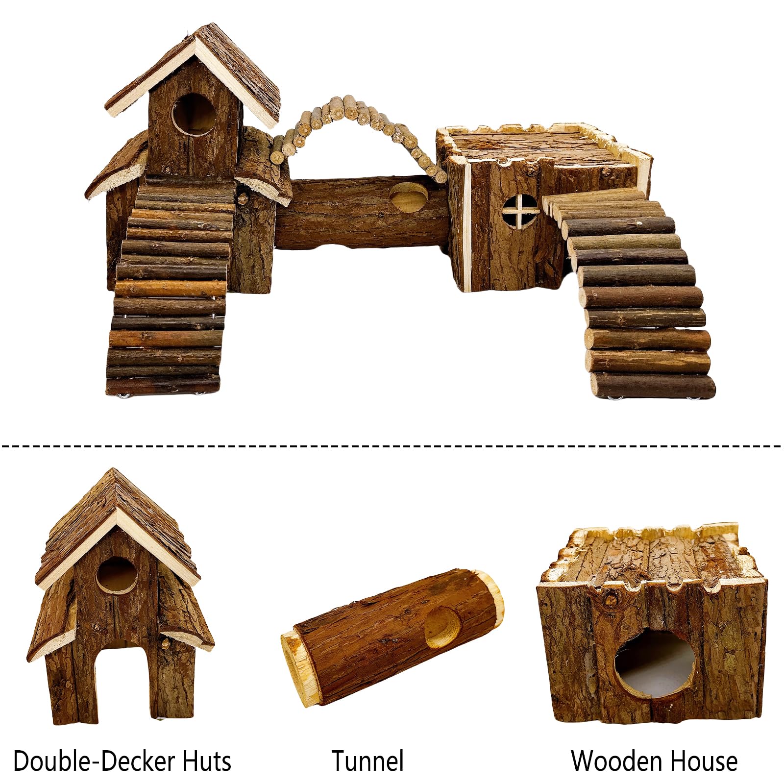 Mua Natural Wooden Hamster Tunnel Playground Small Animal Multi-Room ...