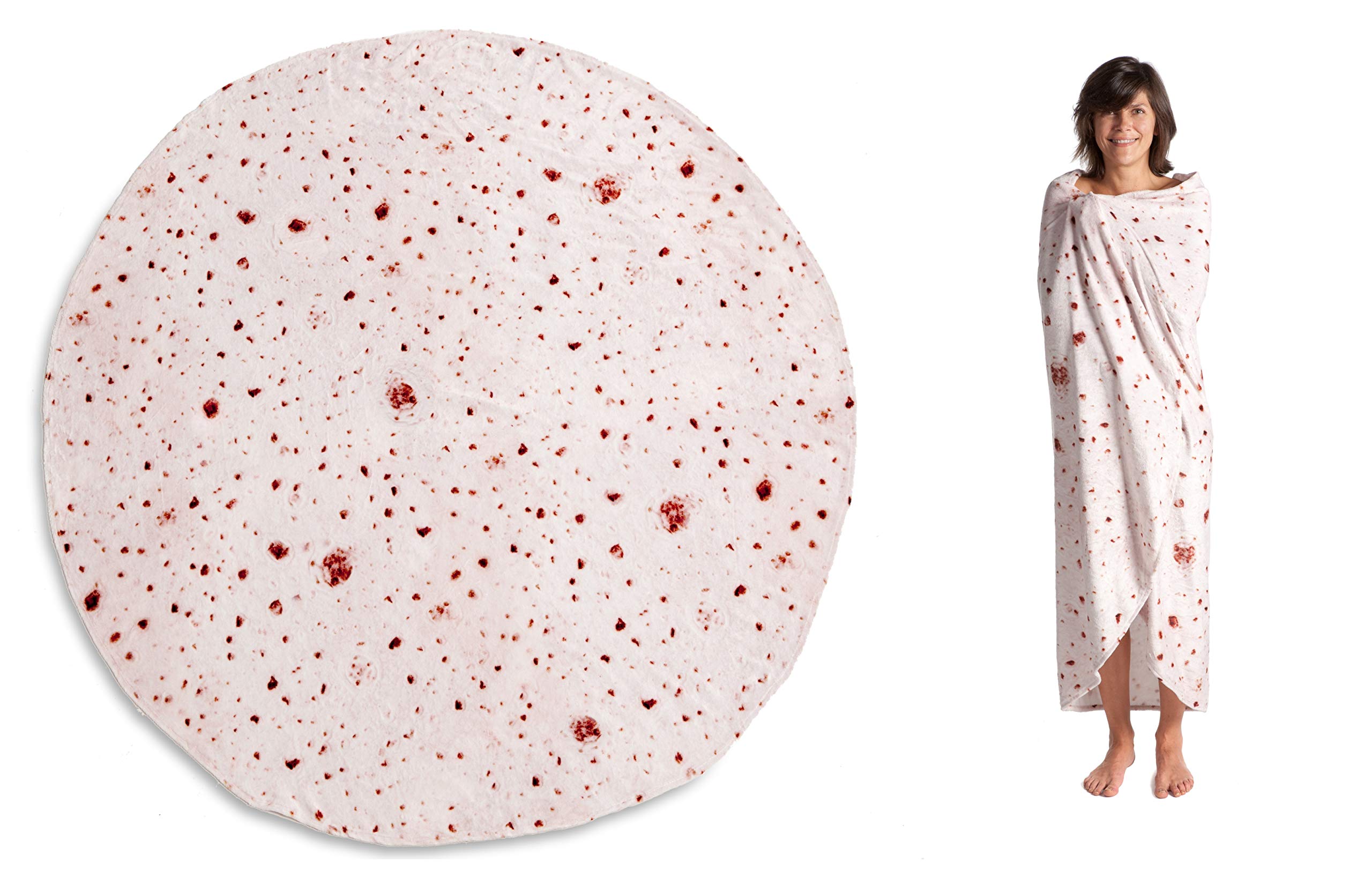 Kanguru Piadina Burrito Tortilla Blanket, Round wrap Food Throw Blanket, funny Gift for Adults Kids, Fuzzy Flannel Plush Blanket for Bed Couch Travel Picnic Beach, Cream, 160 cm 63 inch diameter
