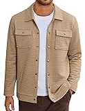 COOFANDY Shacket Mens Long Sleeve Quilted Shirt