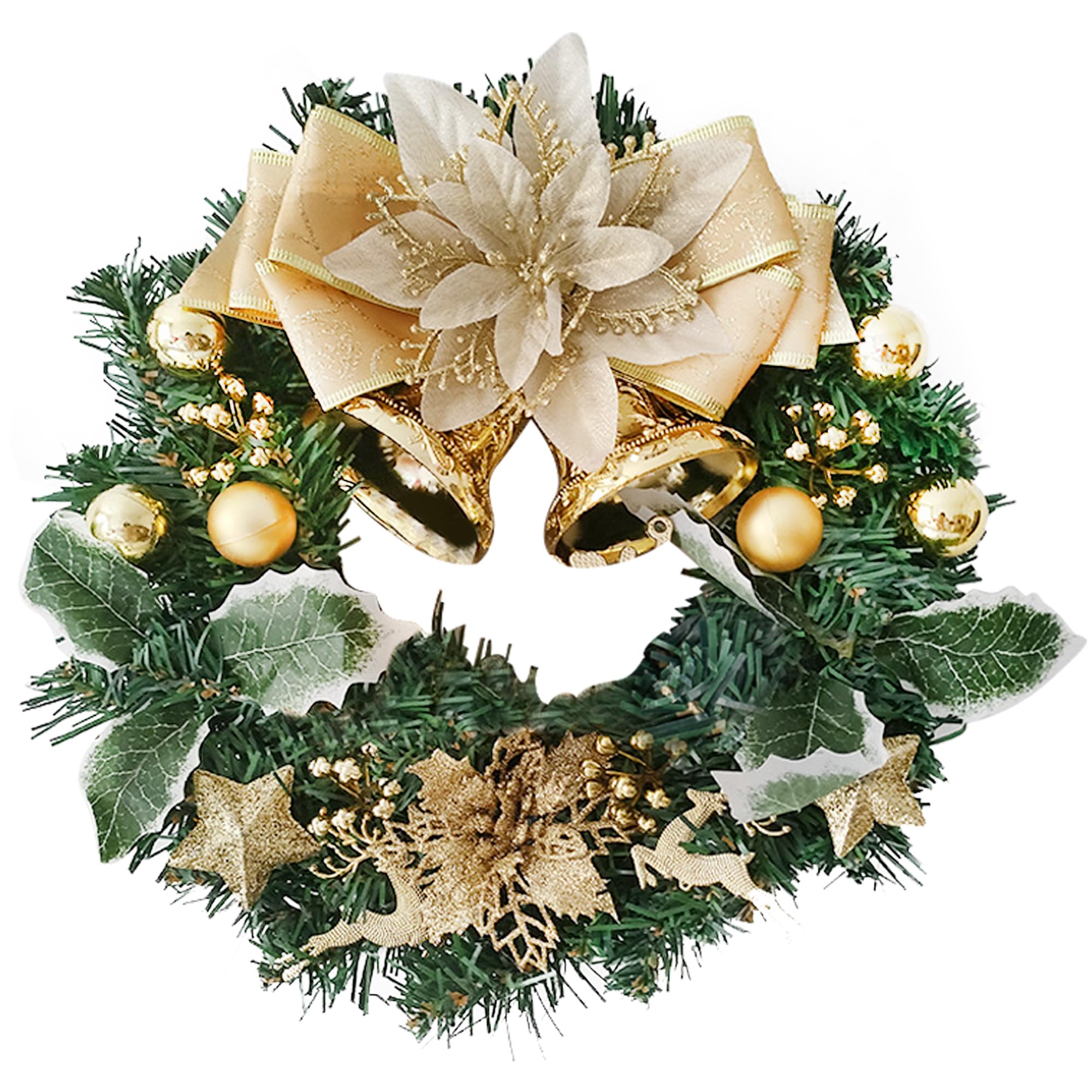 Bacucine Christmas Wreath Christmas Decorations Artificial Pine Garland with Bowknot Leaves for Home Festival Wall Tables Wedding Décor (12 Inches)