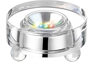 EUSTUMA LED Light Base Crystal Display Stand In A Variety of Colors,Lighted Up Stand Color Changing Small LED for 3D Glass Crystal Art,Holiday Party Decoration. (Round)