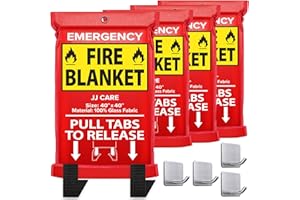 JJ CARE Fire Blanket – 4 Packs with Hooks – Emergency Fire Blanket for Home & Kitchen, High Heat Resistant Fire Suppression Blankets for Home Safety, Kitchen, and Camping