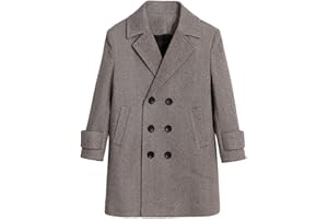 Boys Wool Trench Coat Double Breasted Dress Coats Winter Warm Windbreaker Overcoat for Kids 1-15 Years