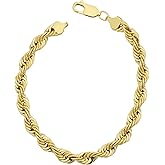 Kooljewelry Men's 14k Yellow Gold Filled 6 mm Rope Chain Bracelet