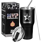Military Gift Shop 30 oz US-Army Black Double Wall Vacuum Insulated Stainless Steel Travel Mug - Soldier Deployment Gifts - Army 30oz Tumbler