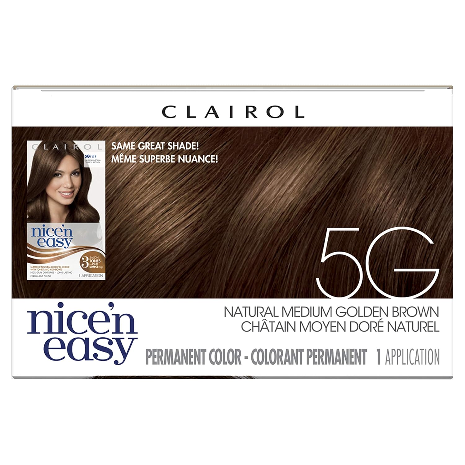 Clairol Nice'n Easy Original Permanent Hair Color, 5G Medium Golden Brown, 3 Count : Chemical Hair Dyes : Beauty
