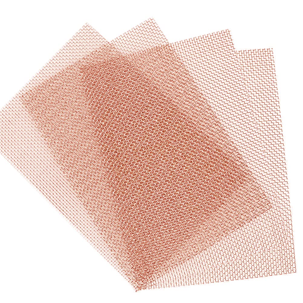 Photo 1 of 4 Pack 30 Mesh 99.9% Pure Copper Screen Woven Mesh Screen, Copper Mesh Cloth Fine Mesh, 5.9x19.68 Inch