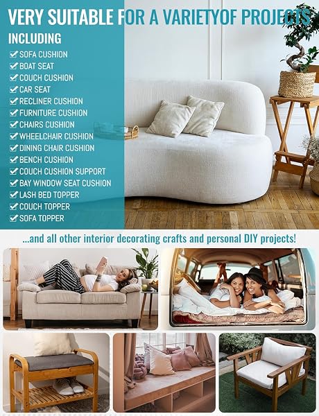 COUCH CUSHION REPLACEMENT, CERTIPUR-US CERTIFIED 2.5 LB DENSITY UPHOLSTERY MEMORY FOAM HIGH DENSITY SPONGE 72″L×24″W×4″THICK DEEP COMFORT FOR HARD MATTRESS TRANSFORMATION FLOOR SLEEPING