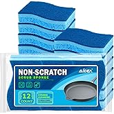 AIDEA Sponges Kitchen, Non-Scratch Scrub Sponge, 12Count, Sponges for Non-Stick Cookware, Kitchen Sponge for Dishes, Cleans Fast Without Scratching, Cleaning Power for Kitchen, Bathroom, Household