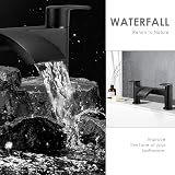 Wasserrhythm Black Waterfall Bath Taps Brass Round Dual Lever Deck Mounted view 4