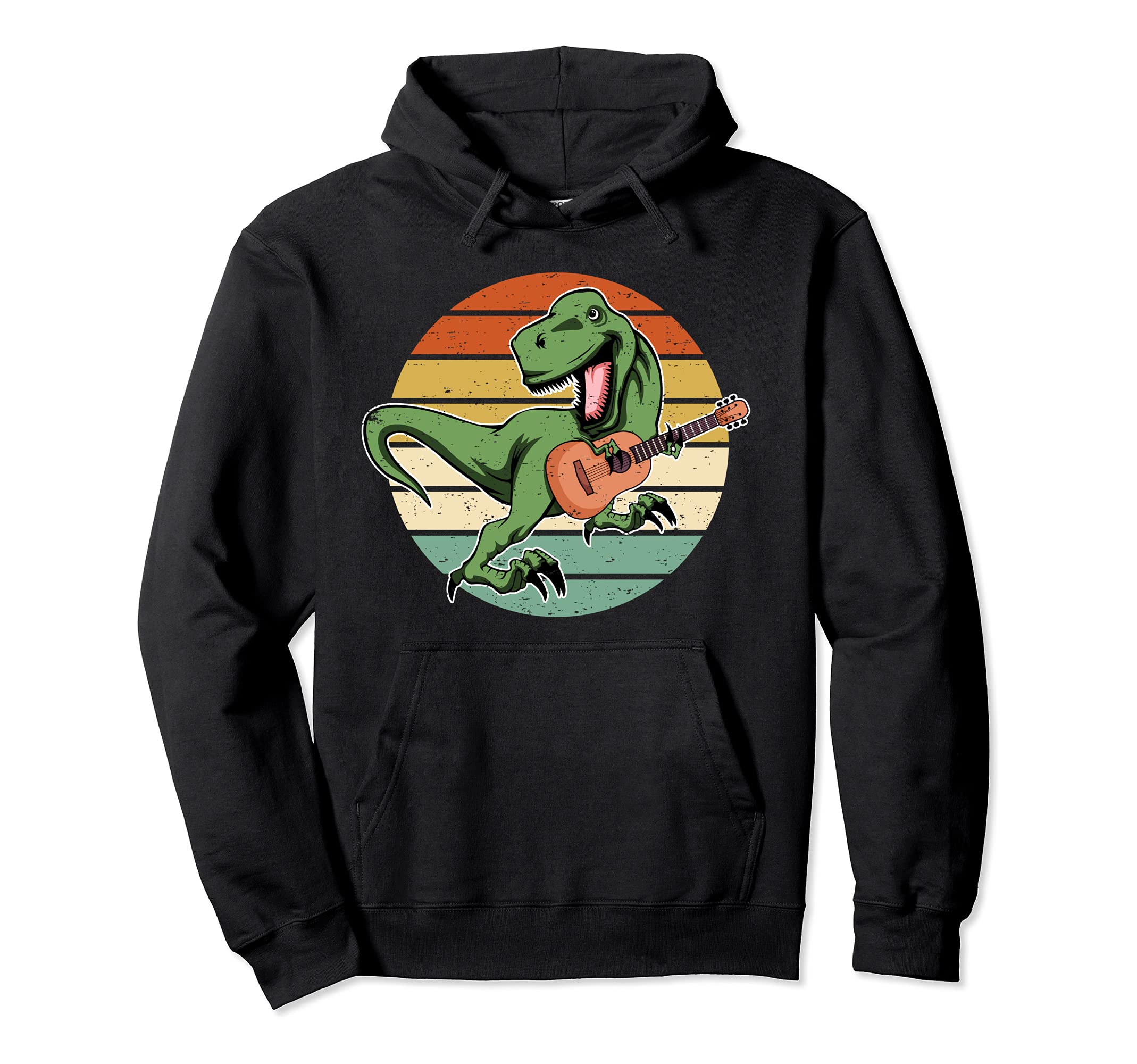 Dinosaur Guitar Player T-Rex Guitarist Acoustic Guitar Pullover Hoodie