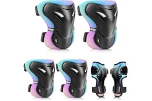 YooxArmor Adjustable Kids Knee & Elbow Pads Set with Wrist Guards for Ages 6-13 – Protective Gear for Skateboarding, Cycling, Roller Skating, Scooter, BMX, Inline Skating