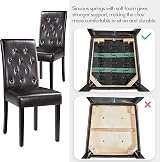Yaheetech Dining Chairs Set of 2 Modern Faux Leather Brown with Rubberwood Legs view 6