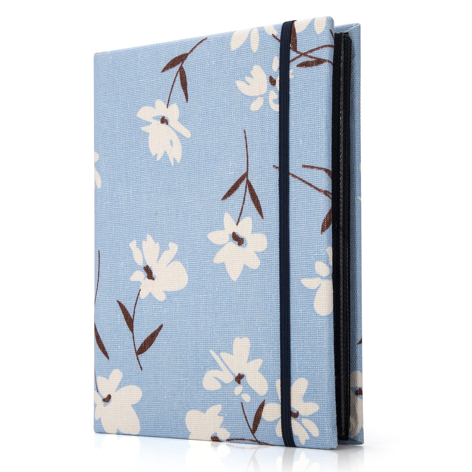 AIOR Slip In Photo Albums 6x4 inch (10 x 15 cm), Traditional Linen Memory Book 200 Pockets, Family Wedding Picture Albums Holds 200 Photos Black Pages, Gifts for Anniversary Birthday, Flower