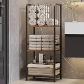 3-Tier Freestanding Towel Racks for Bathroom, Towel Rack Stand | Detachable M-shaped Dividers for Bath Towel Storage Premium Iron &amp; Wood Holder Crafted for Bathroom Organization