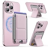 GONEZ for MagSafe Wallet with Stand, Stronger Magnetic Card Holder for iPhone 17/16/15/14/13/12 Series, Premium Leather Phone Wallet with RFID Blocking, 1 Slot, Fit 5 Cards, Pink