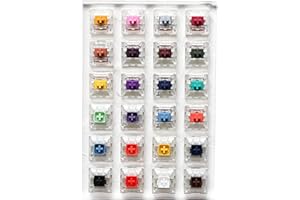 KPREPUBLIC 24 Switch switches Tester with Acrylic Base Blank keycaps for Mechanical Keyboard kailh Box Heavy pro Purple Orange Yellow Gold (Kailh 24 Switch Tester)