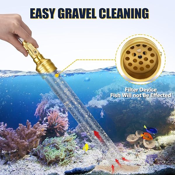 GADFISH GRAVEL VACUUM FOR AQUARIUM WATER CHANGER FISH TANK CLEANING TOOLS, SIPHON UNIVERSAL QUICK PUMP AQUARIUM WATER CHANGING (70FT)