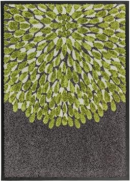 Taracarpet Schöner Wohnen Broadway in/Outdoor - Rutschhemmend Fußmatte Sauberlaufmatte Blume grün Maschinenwäsche bis 30°C 07