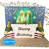 100 GREETINGS Birthday Cards with Lights & Music - Happy Birthday Card Mom, Birthday Gift for Son, Birthday Cards Women & Men, 1 Pop Up Birthday Card (Gold 40th)
