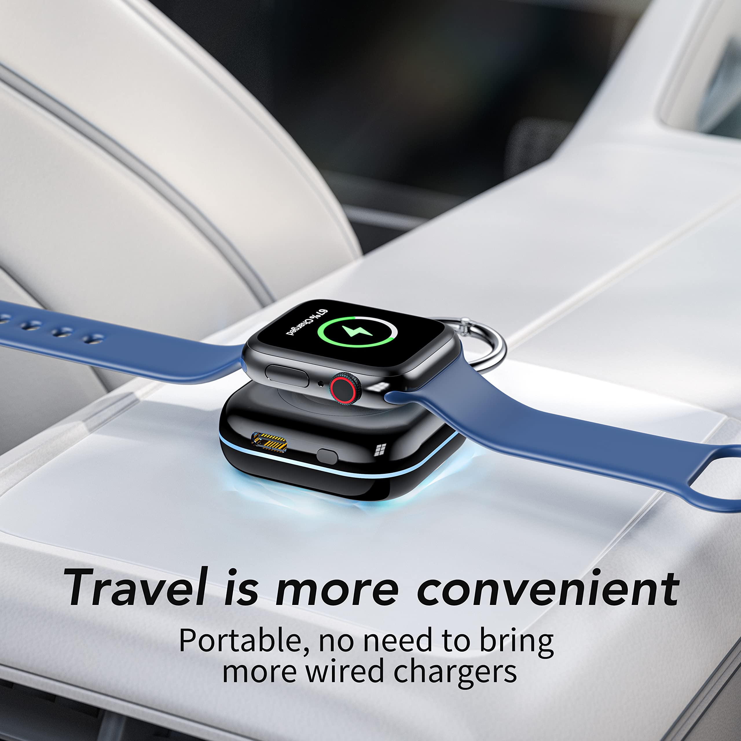 HUOTO Portable Charger for Apple Watch,Wireless Magnetic iWatch Charger 1200mAh Power Bank Travel Keychain Accessories Smart Chargers for Apple Watch Series 10/9/8/7/6/SE/5/4/3/2/1/UItra/UItra 2