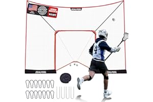 ZEALFEEL Lacrosse Backstop Net 14x10FT, Extra Large Coverage with 14mm Foam-Wrapped Fiberglass Pole for Shooting Training, 4-Strand Tear-Resistant Netting, Sandbag & Stakes(Lacrosse Goal NOT Included)