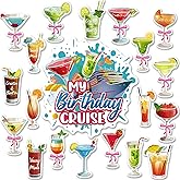 My Birthday Cruise Door Magnets - Cosmisun 21Pcs Tropical Drink Cruise Door Decorations Magnetic Summer Cocktail Drink Cruise Ship Door Decorations Bow Birthday Magnet Stickers for Carniva Cabin Party