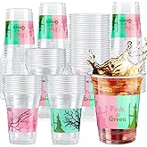 Vynium 100 Pcs Witch Theme Party Decoration Plastic Cups Bulk,16 Oz Cute Clear Disposable Drinking Cups for Witch Movie Birthday Wedding Halloween Summer Tropical Shower Party Supplies Favors