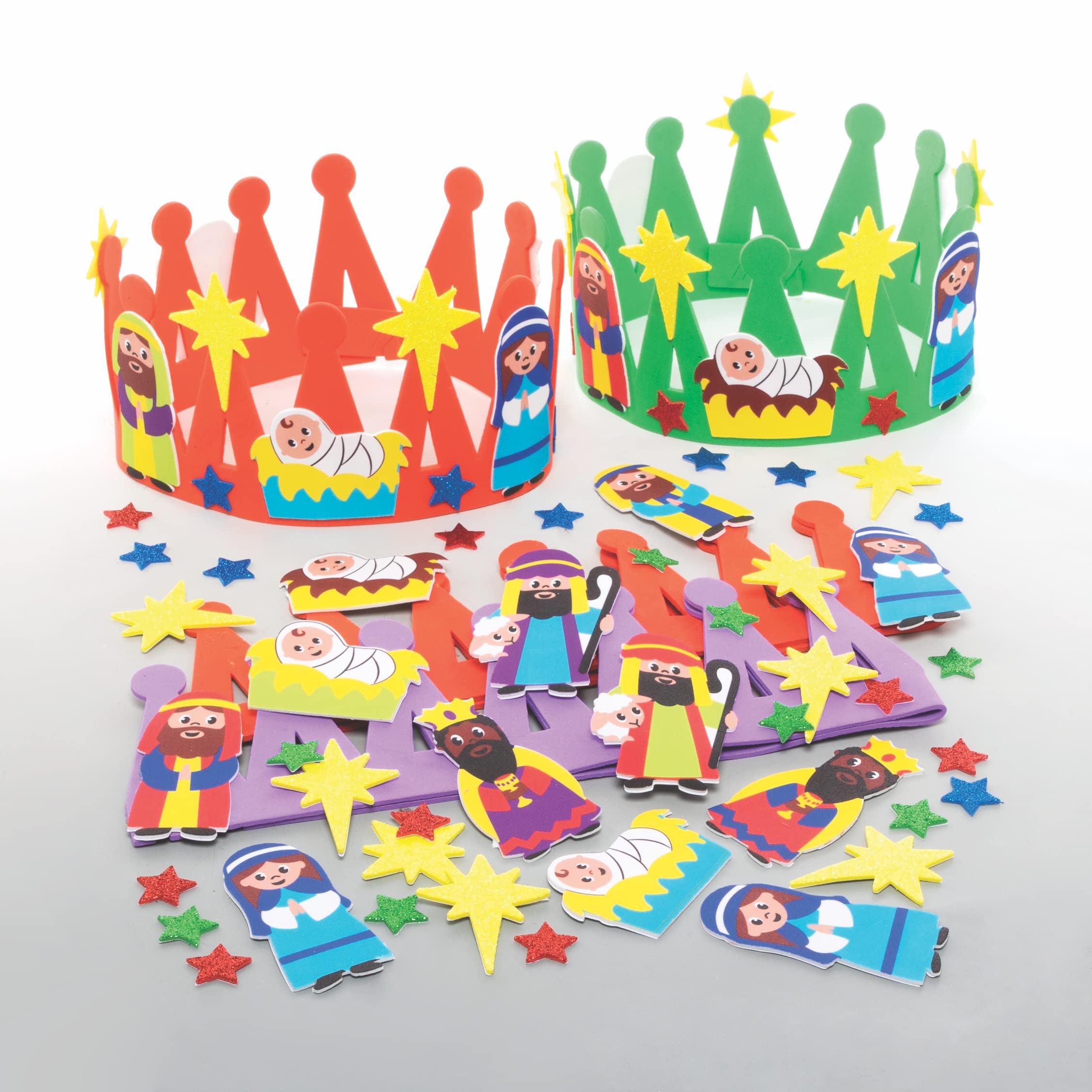 Baker Ross FC296 Nativity Crown Kits - Pack of 3, Christmas Arts and Crafts Projects for Children, Kids Crowns to Decorate and Wear