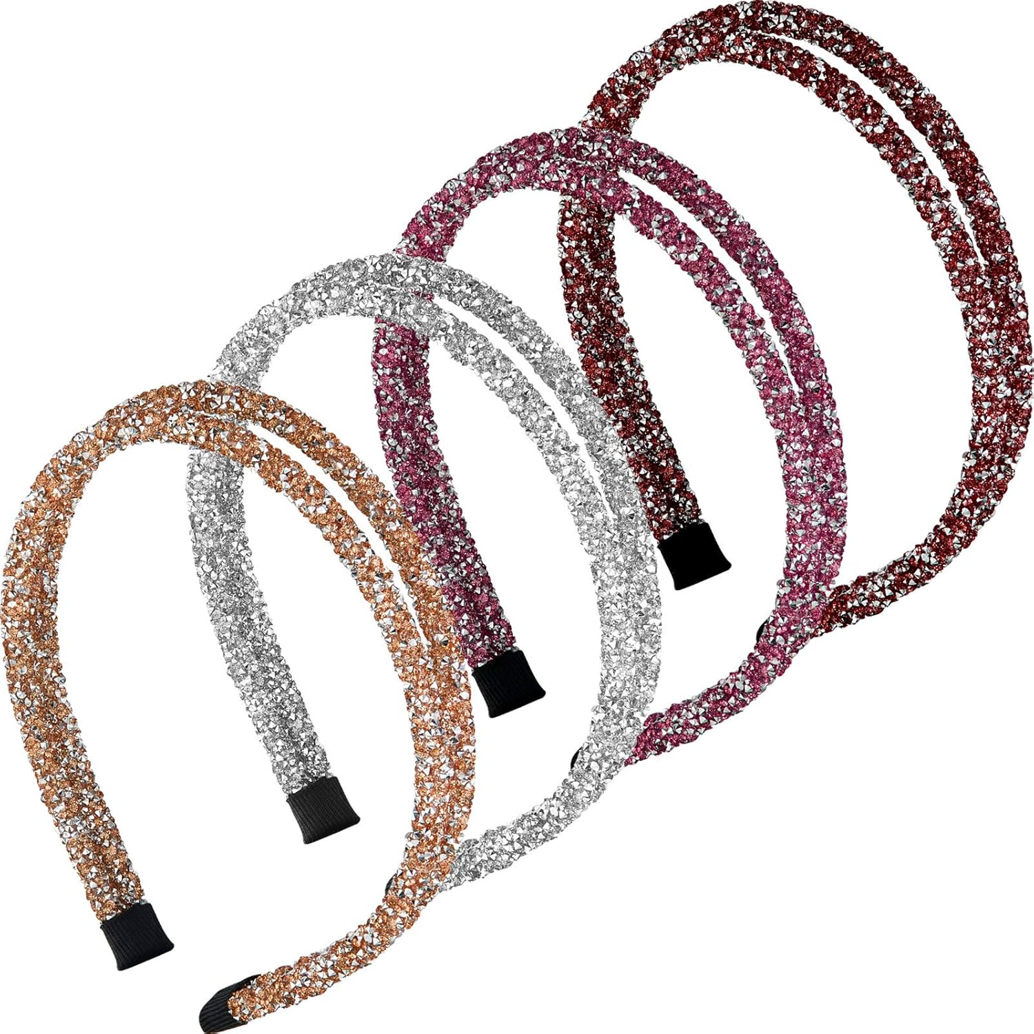 4 Pieces Rhinestone Hair Band Double Crystal Side Hair