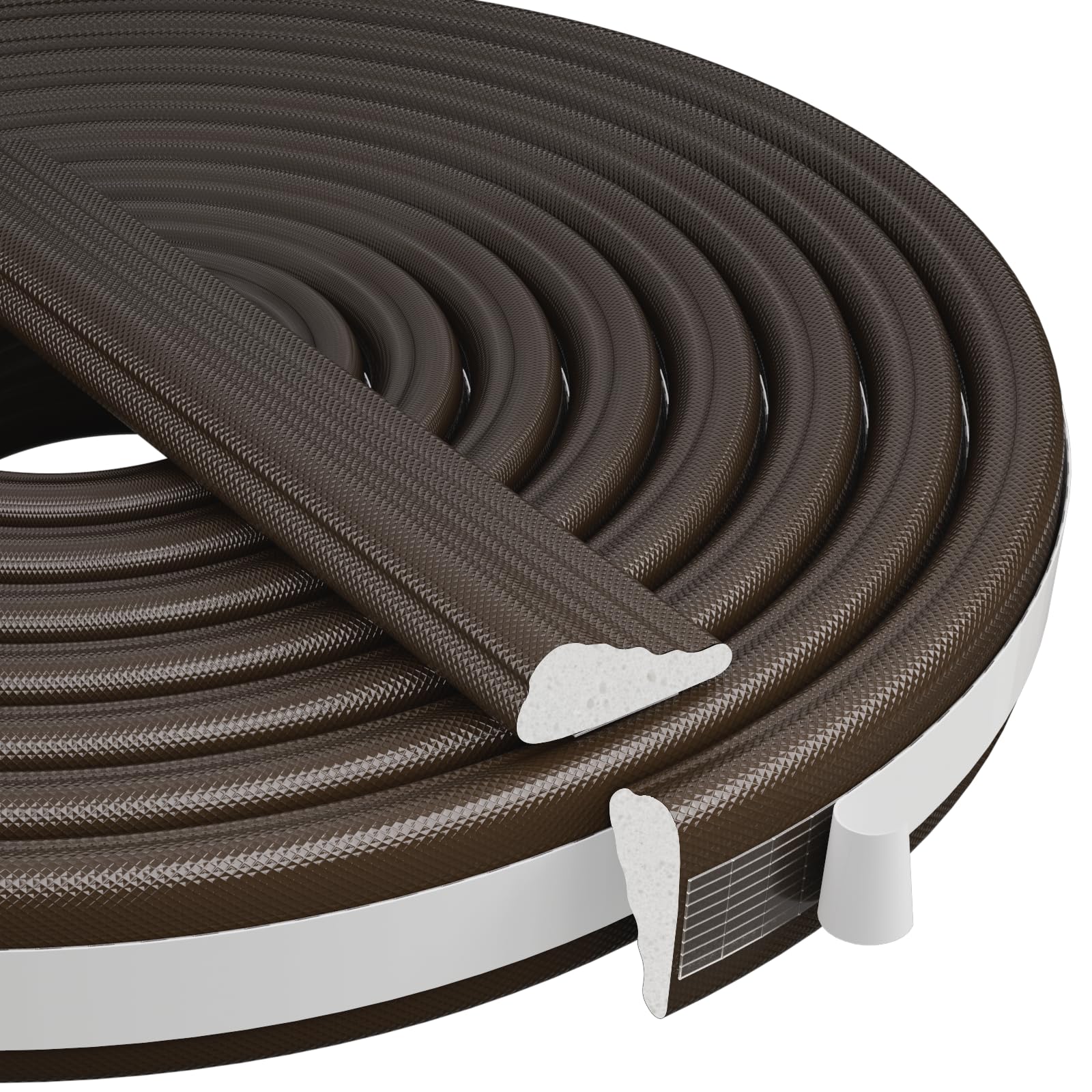 Photo 1 of 118” Wedge-Shape Foam Window Weather Stripping Door Seal Strip,Soundproofing Frame Insulation Tape for Exterior Front Door,Noise Cancelling Window Inserts,Door Gap Filler Light Blocker,Brown