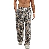 Anoumcy Men's Camo Sweatpants Casual Baggy Jogger Drawstring Elastic Waist Athletic Lounge Trousers Workout Streetwear Pants Dark Green L