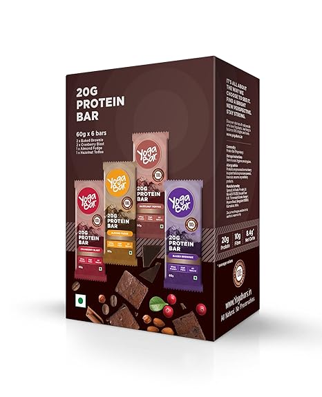 Yogabar 20 gram Protein Bar Variety Box - 6 x 60 g (Single Pack)