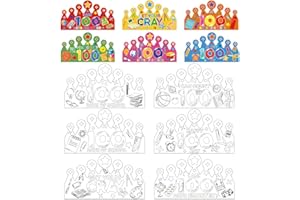 Kepeel 36 Pieces 100 days of school Coloring Crowns Craft, 100th Day of School Party Paper Crown Hats 100 Day Party Celebration Decorations Supplies Classroom Activities Gift for Kids