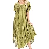 Sakkas Faye Cap Sleeved Rayon Caftan Cover Up Dress