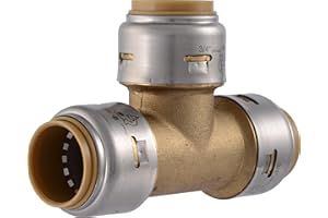 SharkBite Max 3/4 Inch Tee, Push to Connect Brass Plumbing Fitting, PEX Pipe, Copper, CPVC, PE-RT, HDPE, UR370A
