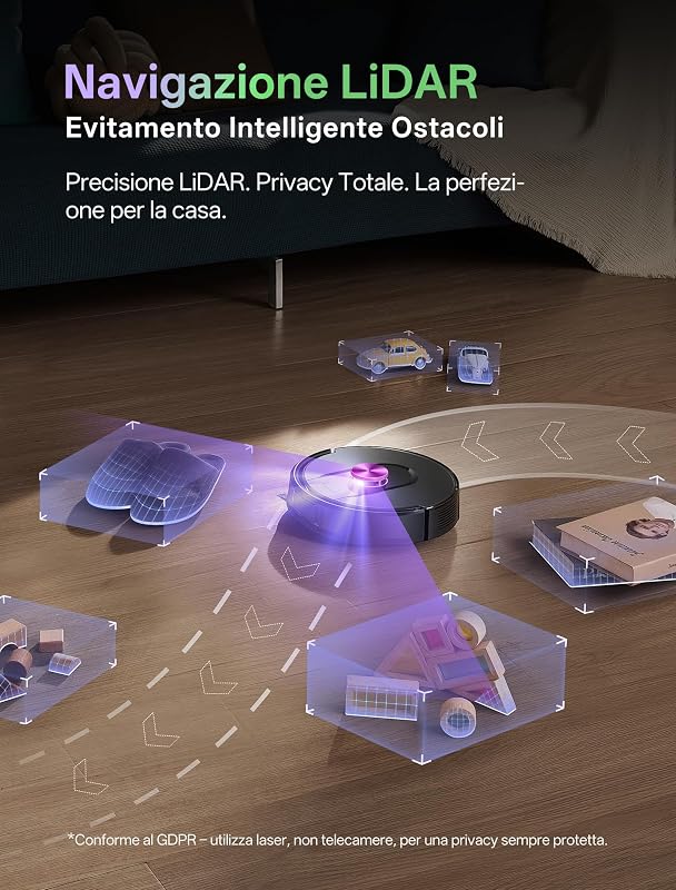W15 Robot Aspirapolvere Lavapavimenti con Mappatura 15000Pa,3 Ore Autonomia,Svuotamento Automatico,Senza Sacco,Aspirapolvere Robot Lavapavimenti Mappatura con Stazione per Tappeti/Pavimenti