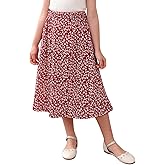 GORLYA Girls Boho Casual Elastic High Waist Tiered Ruffle Hem Long Swing Maxi Skirt 4-14T