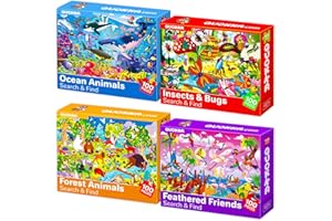 QUOKKA 100 Piece Puzzles for Kids Ages 4-8 – 4 Floor Puzzles for Toddlers 3-5 – Learning Toy Ocean & Forest Animals 4-6 yo – 