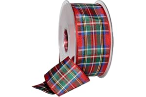 Morex Ribbon Edinburgh Ribbon, Scottish Heritage Family Colors, Christmas and Wedding Decorations, Plaid, 1.5 Inch by 27 Yards, Royal Stewart